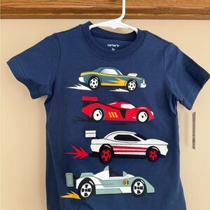 Carter's Blue and Red Short Sleeve Tee with Toy Car Print